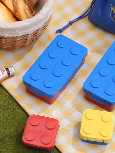 【COD&Local】Building Blocks Lunch Box for Kids Colorful Funny Brick Lunch Boxes Bento for Picnic with Drawstring Bag