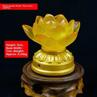 Buddha Hall Lotus Lamp LED Buddha Offering Lamp Home Charging Lotus Flower Lamp Guanyin Eternal Lamp Charging And Plug Dual Use Buddha Niche Lamp