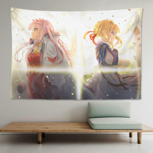VIKAMA Violet Evergarden Bird Letter Wall Tapestry Anime Girl Sunset Romantic Art Home Decor Quality Soft Durable Cozy Aesthetic