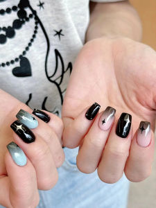 Fall and Winter New Arrival Ins Style Elegant Elegance Black Gradient White Wearable Handmade Custom Manicure Detachable