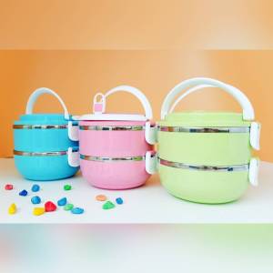 กล่องข้าว ปิ่นโต 2ชั้น เข้าไมโครเวฟไม่ได้ กล่องใส่อาหาร พกพาสะดวก CH0338 โปรดอ่านรายละเอียดก่อนสั่งซื้อค่ะ