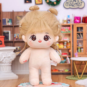 Cute Plush Cotton Doll DIY Costume Set with Skeleton Shoes Fake Hair 20cm Stuffed Toy for Children over 3 Years Old