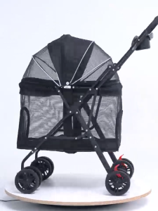 【SG Stock】Pet Stroller Foldable Washable Dog Cat Carrier 4 Wheels Lightweight Trolley Dog Cat Stroller