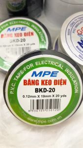 Băng keo điện 20Y MPE trắng đen