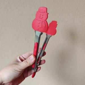Christmas Ins Home Use Silicone Stainless Steel High Temperature Resistant Non-Stick BBQ Steak Bread Clamp Kitchen Tool