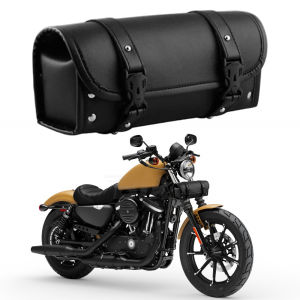 กระเป๋าเครื่องมือมอเตอร์ไซค์กันน้ำกระเป๋าหนัง PU สะพายข้างกระเป๋าส้อมสำหรับแฮนด์จักรยานสำหรับ Chopper bobber Cruiser Sportster XL 883