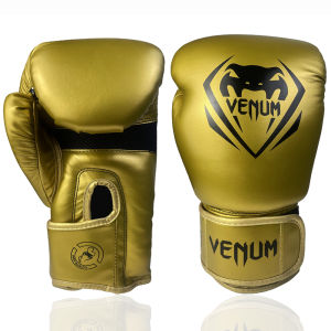 Venum Boxing Gloves Adult Kids Gold PU Leather Gloves for Boxing Professional Muay Thai Boxing Gloves