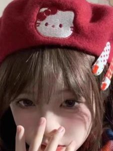 Mũ Lưỡi Trai Kitty Dễ Thương Dành Cho Nữ Mùa Thu Đông Nhỏ Gọn Đa Năng Sáng Tạo Mũ Họa Sĩ Mũ Lưỡi Trai Học Sinh Hương Vị Lễ Hội