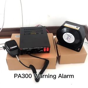 【Local Free Delivery】12V 300W 9 Tones Loud Car Truck Warning Alarm Police Siren Horn Slim Speaker with MIC PA System
