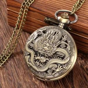 Bandai | One Piece Anime Pocket Watch Vintage Bronze Quartz Watch with Chain Pirate Skull Flip Clock Gift for Kids Boys Fans