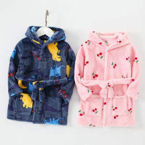 Children Flannel Bathrobe for girls Boys Soft Girl Sleepwear Robe Autumn Winter Pajamas Comfort Kids Cartoon Homewear 2-8 Year