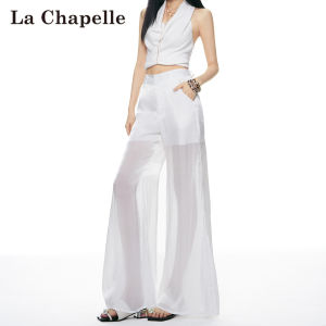 La Chapelle | White See-through Mesh Wide Leg Pants Leisure