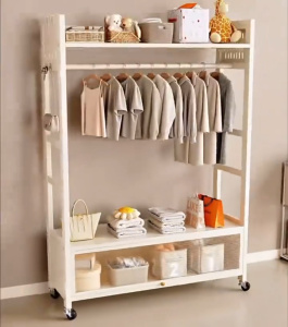 Metal Clothes Rack With Cabinet Heavy Duty Bedroom Clothes Hangers Rack Multifunctional Coat Rack