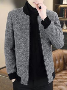 HENGYUANXIANG | Hengyuanxiang Mens Thickened Autumn Winter Woolen Jacket Baseball Collar Coat Fashionable Slim Fit High End Style Youthful Energy