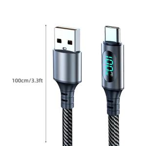 NNBILI 2pcs Ultra-Super Fast Charge Cord 120W USB A To Type C Data Cord For Xiaomi Redmi Samsung With Led Digital Display Cable