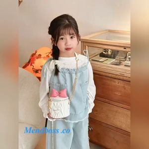 TAS4 Tas Anak Selempang Perempuan Bahu Gaya Korea Bucket Pita Lucu