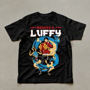 One Piece Mens T-shirt Monkey D. Luffy Summer Classic Anime Autumn Boys Childrens Short-sleeved Casual Brand Parent-child Wear