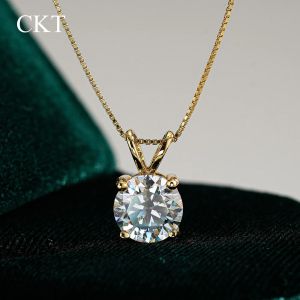 codCKT Four-claw Pendant for Women 1ct Diamond Moissanite Necklace Classic 14K Gold Elegant Wedding Fine Jewelry Gift
