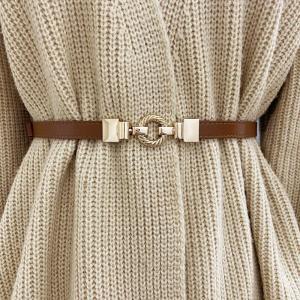 ZHANDONG | Women Slim Leather Belt with Gold Buckle for Waist Shaping