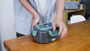 Hộp Cơm Điện SEIZON 80W Di Động Chống Rò Rỉ Có 2 Hộp Đựng Bằng Thép Không Gỉ Dùng Cho Ô Tô Xe Tải Văn Phòng.