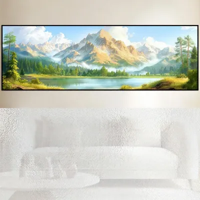 wall art Modern Minimalist Living Room Sofa Background Decorative Painting Mountain Water Landscape Self Adhesive Wall Sticker