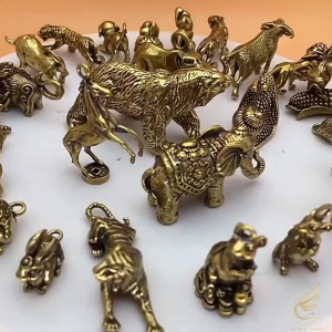 Decor Mini Tượng Trâu Như Ý Ngậm Xâu Tài Lộc Phong Thủy Tượng Tuổi Sửu 12 Con Giáp Bằng Đồng Thau - Đồ Đồng Thuận Tâm