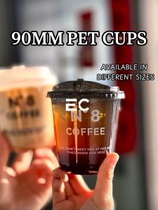 EC 50PCS BLACK HARD CUP 90MM UCUP 14OZ 16OZ Cup and Lid Extrathick Disposable Drinkware Elegant Black party cocktail cup