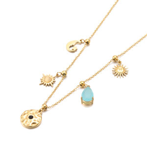 Lokaer 316L Stainless Steel Sun Star Monn Pendant Necklace For Women 18K PVD Plated Waterproof Fashion Chain Jewelry Gift N26008