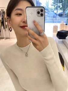 chaqi | Slim Fit Long Sleeve Knitted Top Womens Autumn Winter New Style Waist Cinched Thin Korean Version Simple Style Base Layer