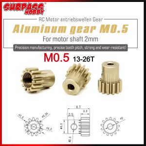 M0.5 2mm Shaft Aluminum Pinion Gear 13T-26T 14T 16T 18T 20T 22T 24T 0.5M for 1/28 1/24 RC Mini Car 2WD Buggy Brushless Motor Kit