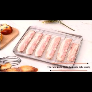 DuduMart Stainless Steel Baking Tray With Removable Cooling Rack Set Non-stick Chips Basket Grill