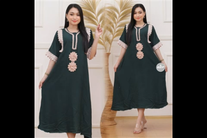 Daster Rayon Premium Busui 2 Pcs Rendah Arab Terbaru Wanita Motif Polos Lengan 3/4 Kekinian Mewah C