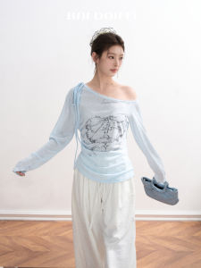 BAIDAIFEI | Asymmetrical Shoulder Thin Breathable Sun Protection T-shirt Summer