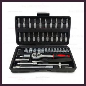 46pcs Car Repair Tool Set Professional Auto Motorcycle Ratchet Wrench Socket Kit for Garage Home Maintenance Mechanics