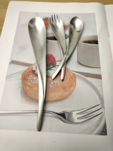 Stunning Japanese Style Waterdrop Sweet Spoon 18-10 Stainless Steel Dessert Fork Coffee Spoon Eating Broadcast Beautiful Spoon