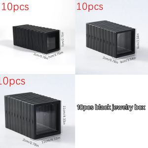 10pcs Black/White Transparent PE Film Jewelry Storage Box 3D Ring Earring Sorting Box Store Dressing Table Display Stand