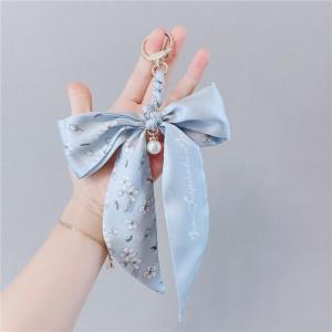 Cute Pearl & Bowtie Design Keychain Pendant