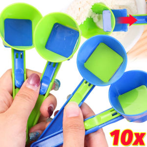 10PCS Creative No Spill Measuring Spoon Sliding Measuring Scoops for Coffee Protein Milk Powder Portable Home Kitchen Gadgets