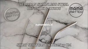 SEDOTAN STAINLESS / Straw Sedotan Lurus Bengkok / Sikat Sedotan 17cm