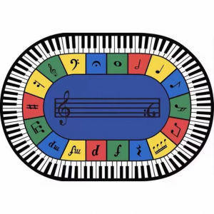 Music Classroom Carpet Teaching Fun Piano Notes Rhythm Staff Childrens Music Education Play Mat Rectangular Synthetic Fiber