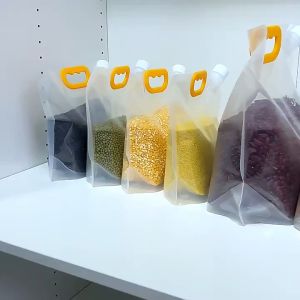 ถุงบรรจุภัณฑ์ใส ใช้ซ้ำได้ แบบหนา สำหรับเก็บเมล็ดธัญพืช ข้าวสาร กันชื้น มีหัวฉีด ขนาดลิตร