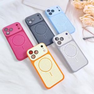 Heat Dissipation Magnetic Skin Feel Phone Case For iPhone 17 16E 14 15 Plus 13 12 Pro Max For Magsafe Lens Film Protection Cover