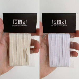 ของแท้ ผ้าฝ้าย เชือกผูกรองเท้าแบนรองเท้าผ้าใบสองชั้น Laces Van เหมาะสําหรับทั้งหมด สีดำ สีขาว สีขาวนวล