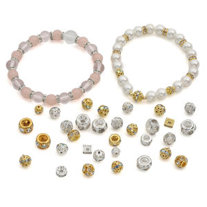 5-20Pcs Pha Lê Rhinestone Kim Loại Không Gian Hạt Cho Hoa Tai Vòng tay vòng cổ Tự Làm nguyên liệu làm trang sức