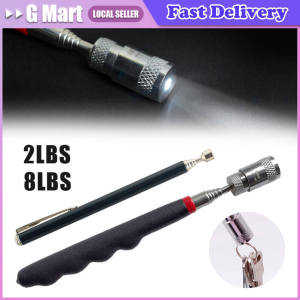 8 Pound Magnetic Retractable Pickup Orange Suction Iron Rod Portable Multifunctional Extractor Pen Clip Automotive Repair Tools Telescopic Magnetic Pen with Light Mini Portable Magnet Pick Up Tool Extendable Pickup Rod Stick for Picking Up Screws Nut Bolt
