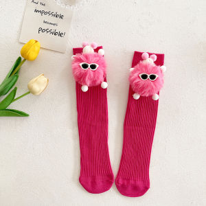 ถุงเท้าเด็กผ้าฝ้ายแท้สีม่วงและเขียว ถุงเท้าข้อสั้นสำหรับเด็กผู้หญิง ฤดูใบไม้ร่วง ความยาวปกติ สไตล์หวาน ทรงทันสมัย ​​กระต่ายขนแกะสุดน่ารัก