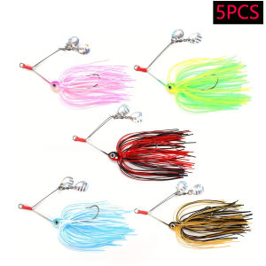 5pcs Chatterbait Artificial Bait Skirts Weedless Buzzbait Wobbler For Bass Pike Walleye Rotating Compound Spinning Fishing Lures
