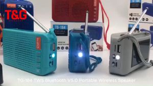 T&G TG-184 TWS Bluetooth V5.0 Portable Wireless Speaker with TF Card USB FM Radio Function Solar Panel & Flashlight