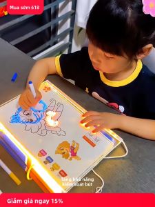 MONLEYTA | Boards Tranh sáng LED DIY Vẽ vui nhộn Trò chơi sáng tạo cho trẻ em Chèn chữ và xóa được Đồ dùng học tập sáng tạo