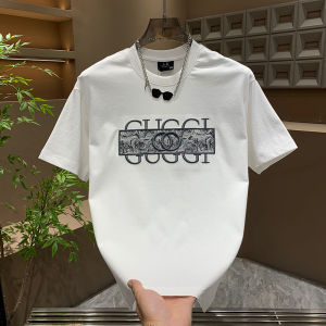 Áo Thun Tay Ngắn Thời Trang Mùa Hè Mới Cao Cấp Cổ Tròn Thêu Thoáng Khí Đa Năng Màu Trắng Cotton Dáng Ôm Cho Thanh Thiếu Niên